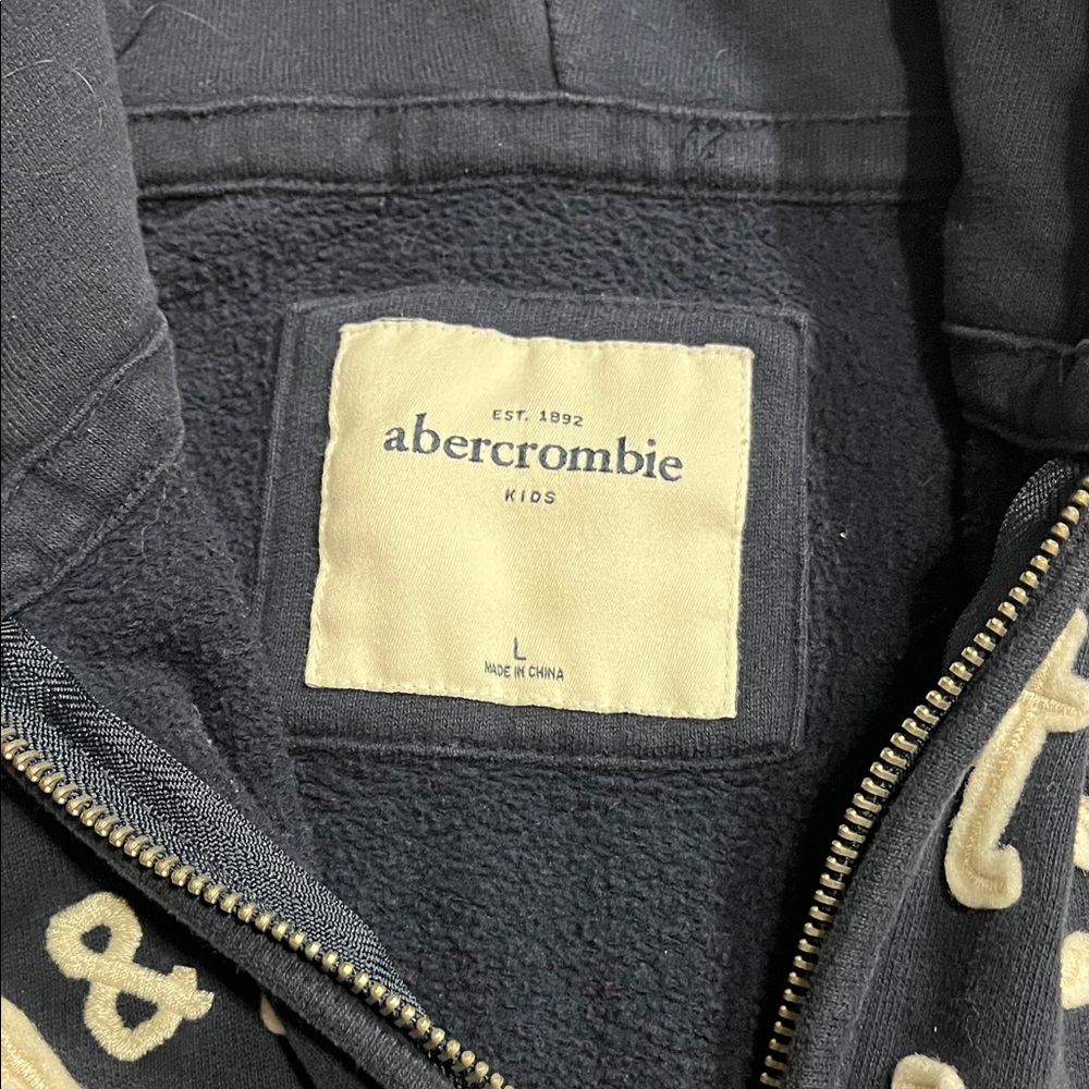 Abercrombie & Fitch Black Hoodie with Cream Logo - Picture 2 of 2